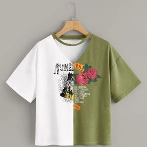 Two Tone Floral Graphic design Top
